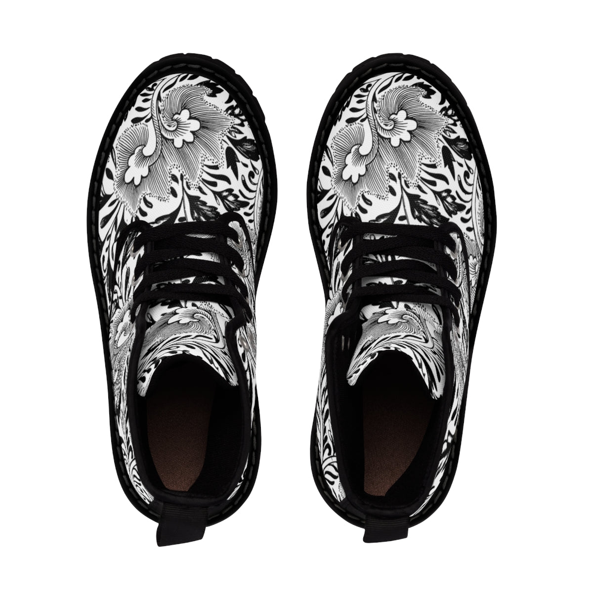 Black White Vintage Women's Canvas Boots