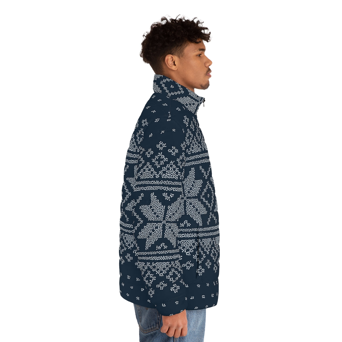 Christmas Sweater Men's Puffer Jacket (AOP)