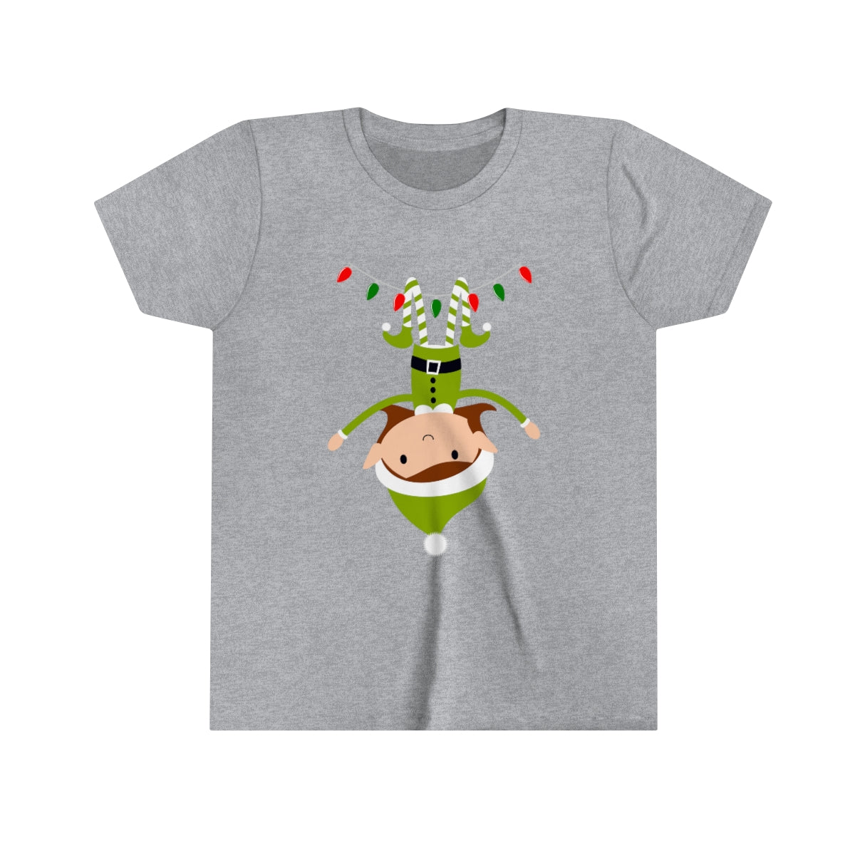 Upside Down Merry Elf Christmas Youth Short Sleeve Tee