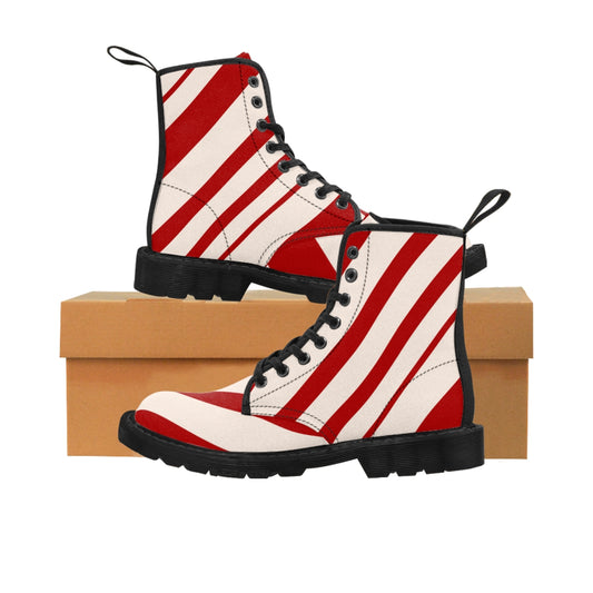 Candy Cane  Women's Canvas Boots