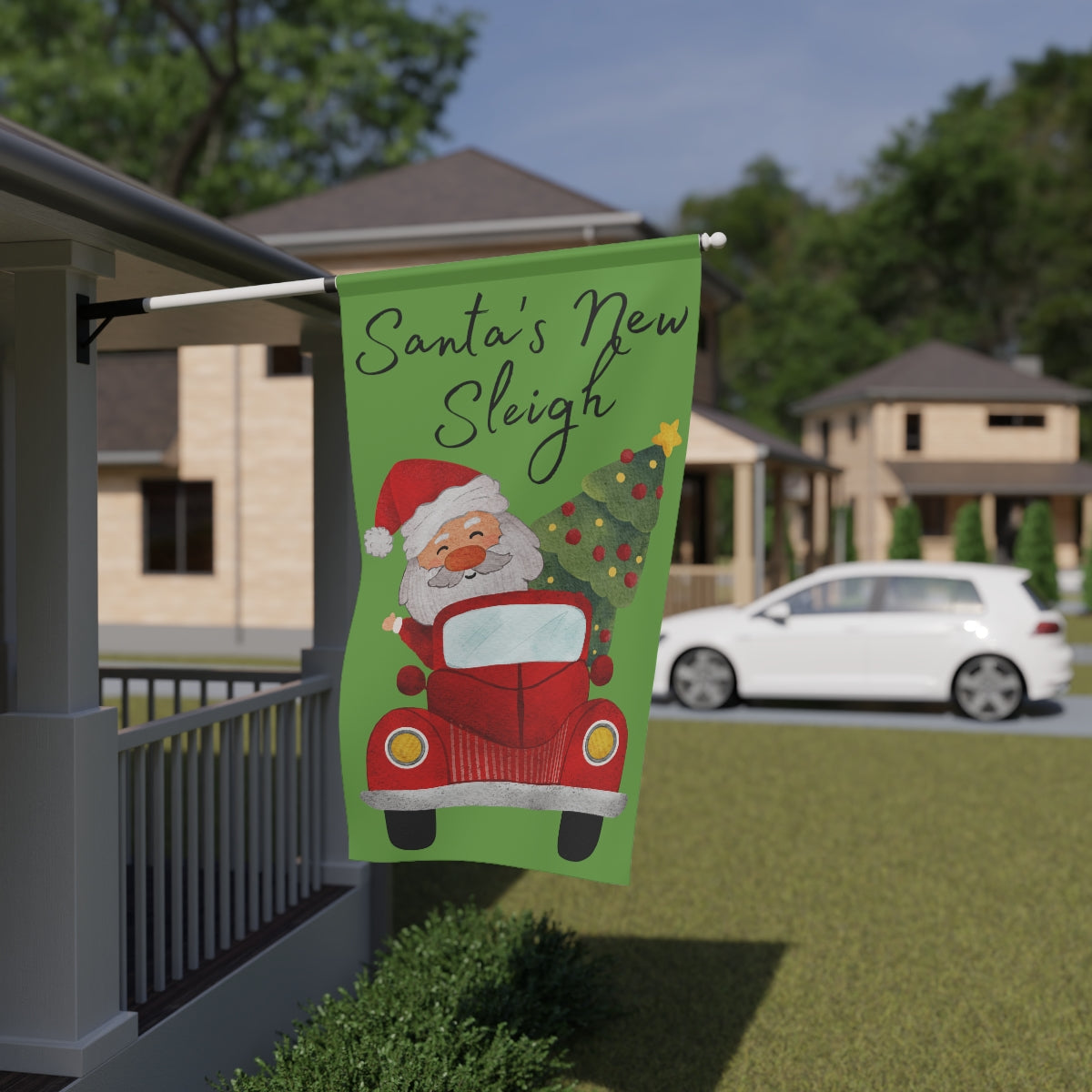 Santa's New Sleigh House Banner