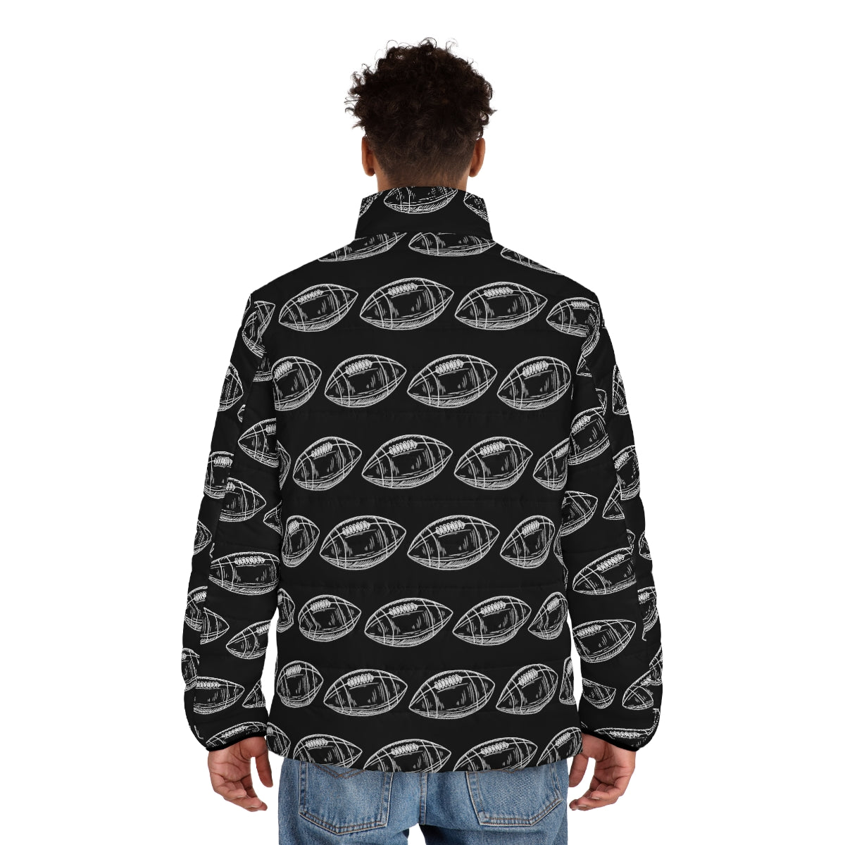 Football Pattern Puffer Jacket (AOP)