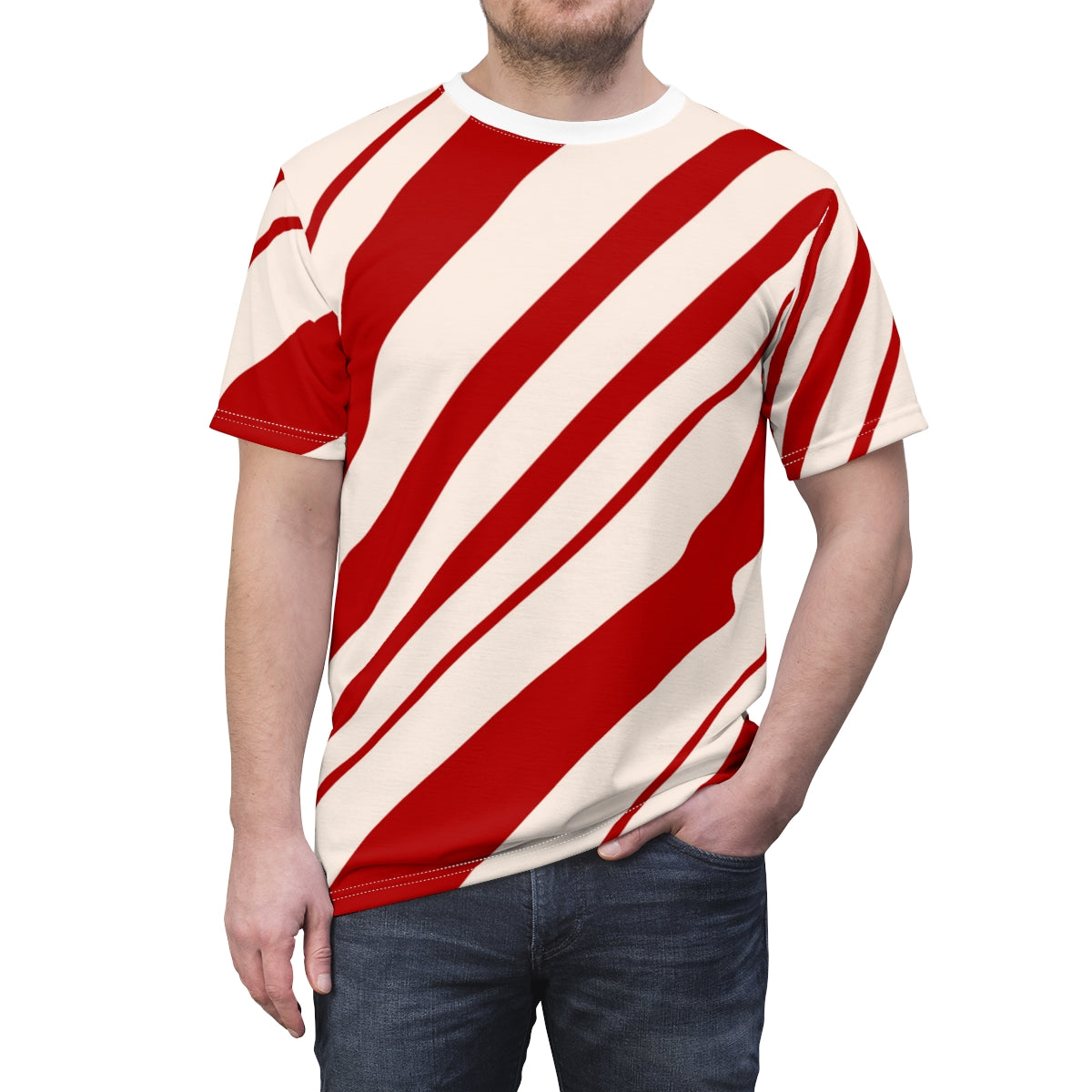 Candy Cane Unisex AOP Cut & Sew Tee