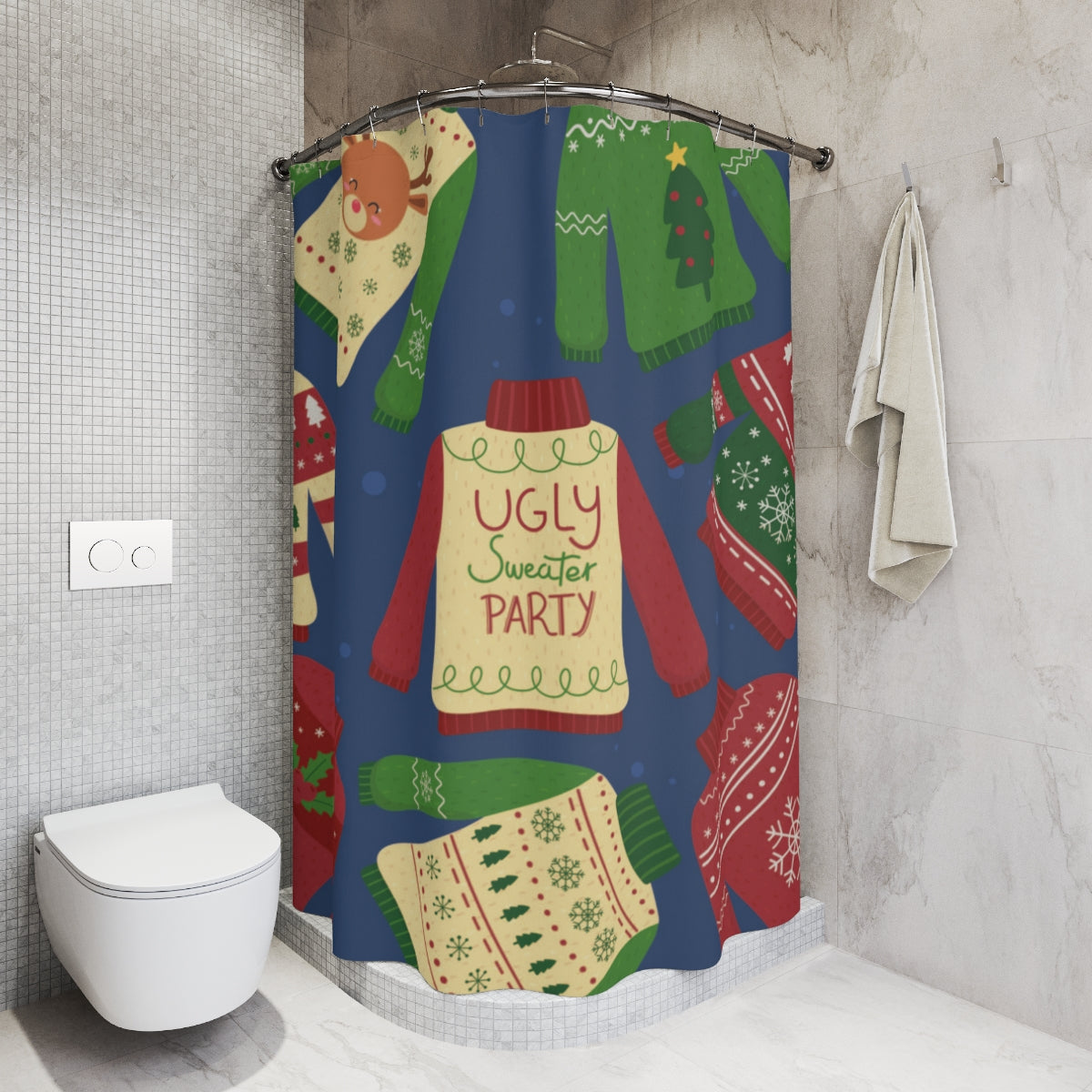 Ugly Christmas Sweater Shower Curtain