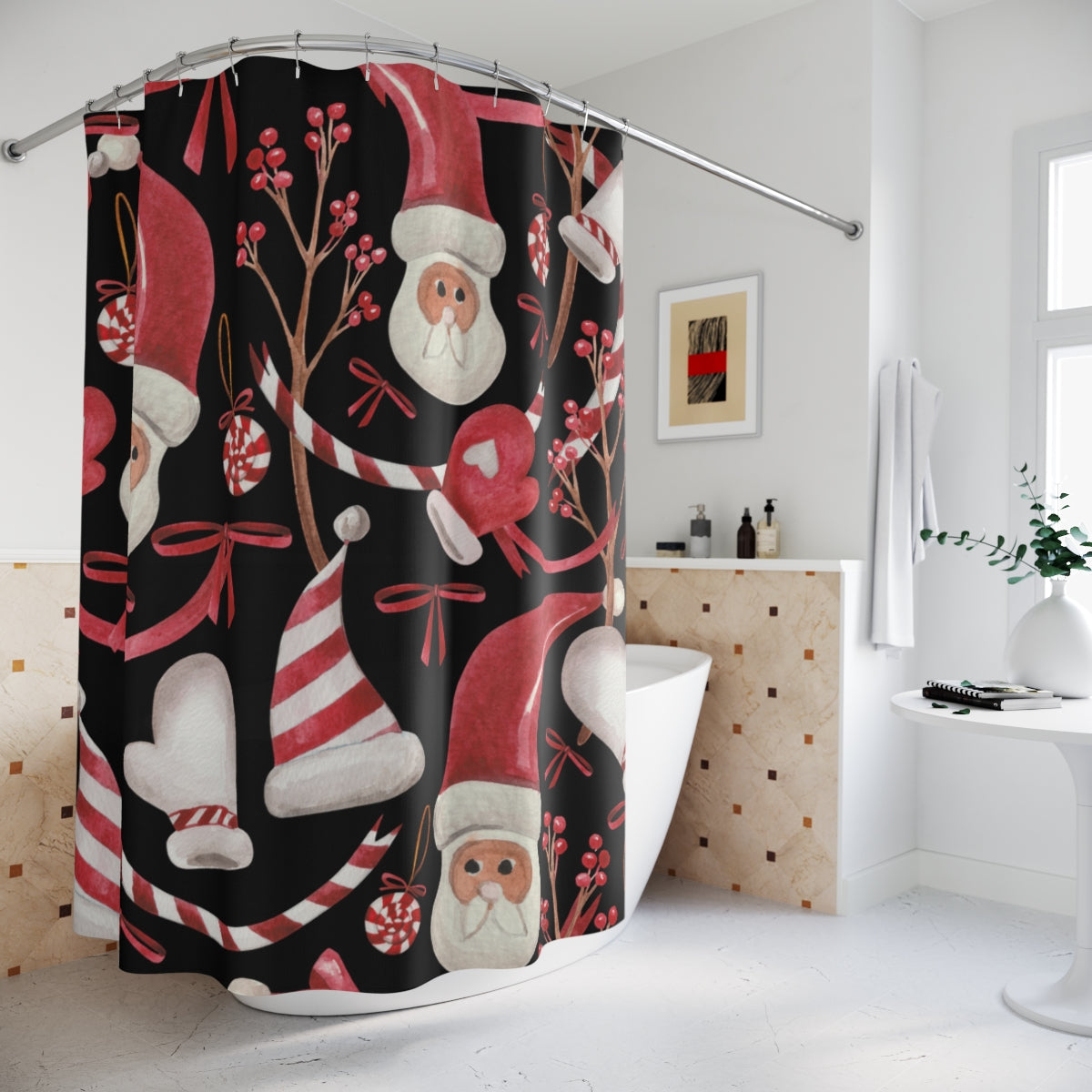 Old Santa  Christmas  Polyester Shower Curtain