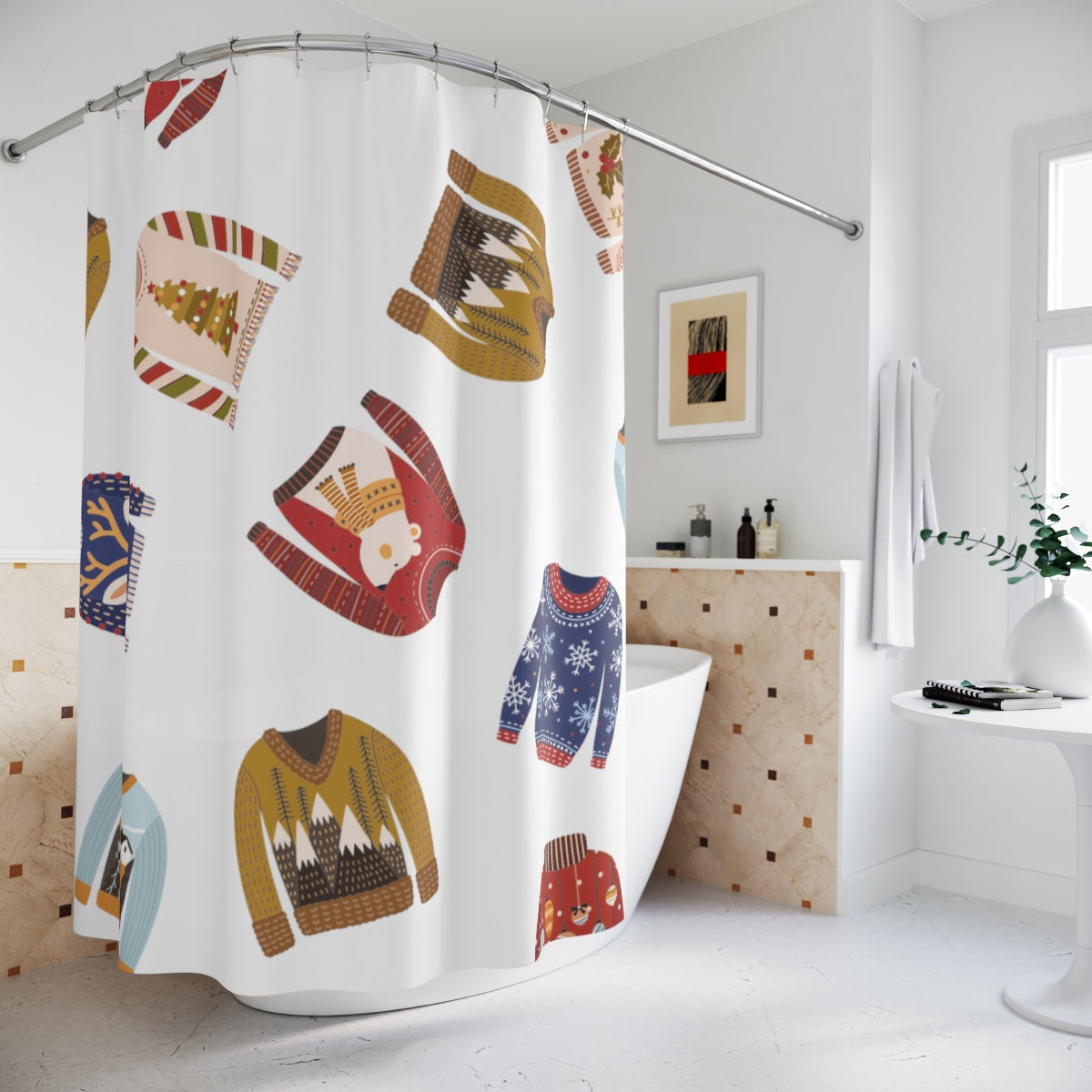 Ugly Christmas Sweater Shower Curtain