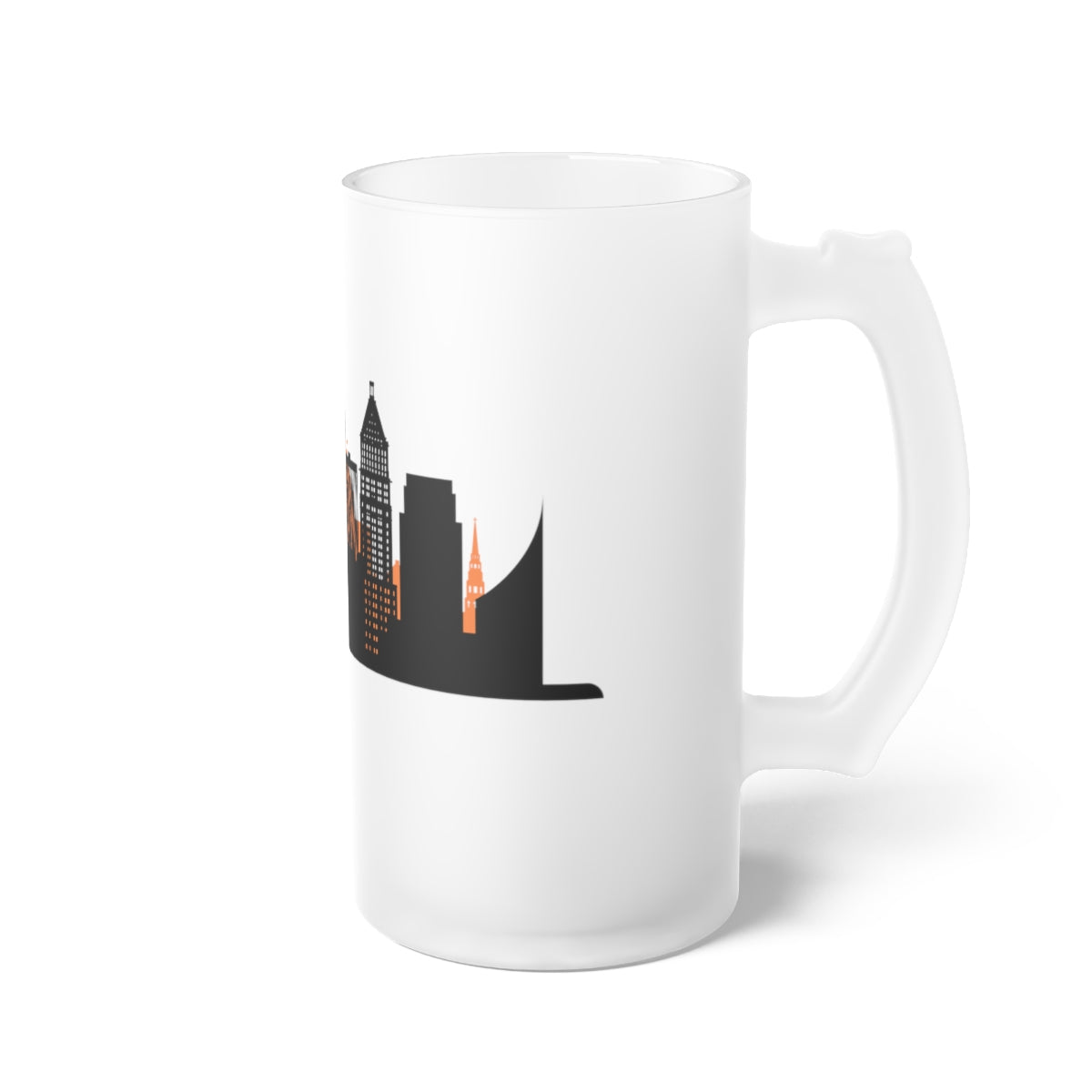 Orange Cincy Frosted Glass Beer Mug