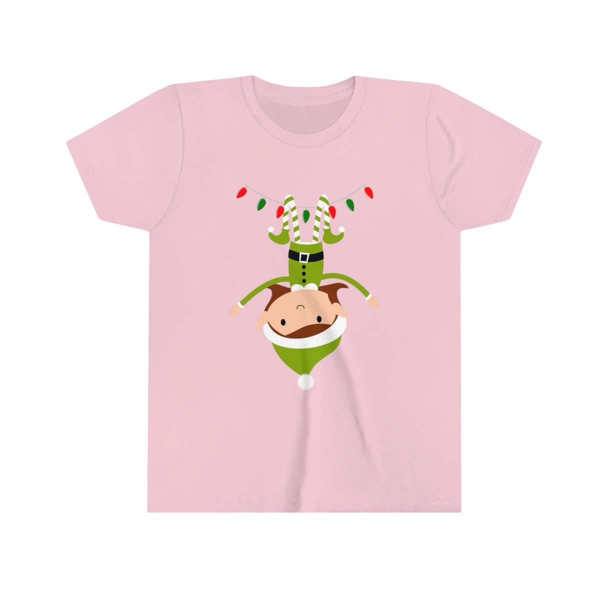 Upside Down Merry Elf Christmas Youth Short Sleeve Tee