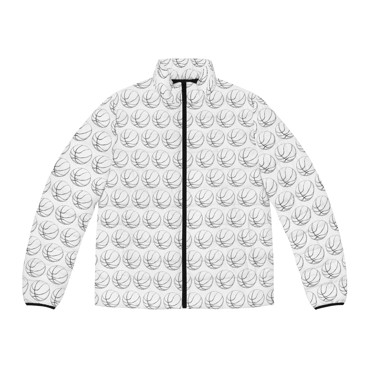 Basketball Pattern Puffer Jacket (AOP)