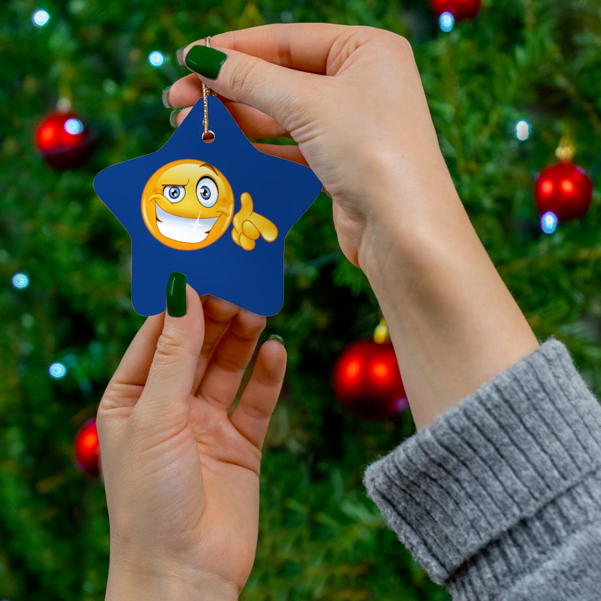 Emoji Ceramic Ornament, 4 Shapes