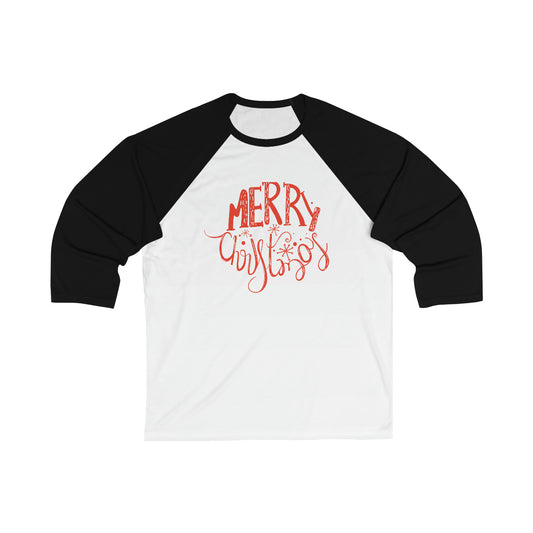 Merry Christmas Unisex 3\4 Sleeve Baseball Tee