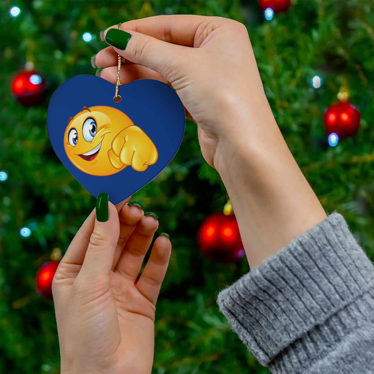 Emoji Ceramic Ornament, 4 Shapes