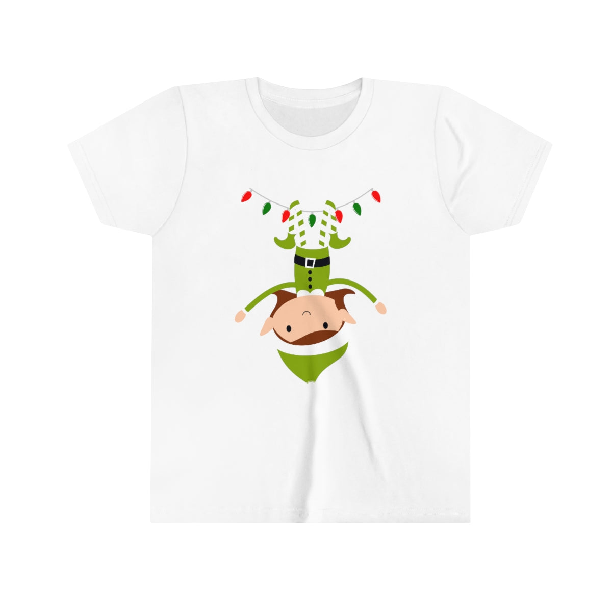 Upside Down Merry Elf Christmas Youth Short Sleeve Tee