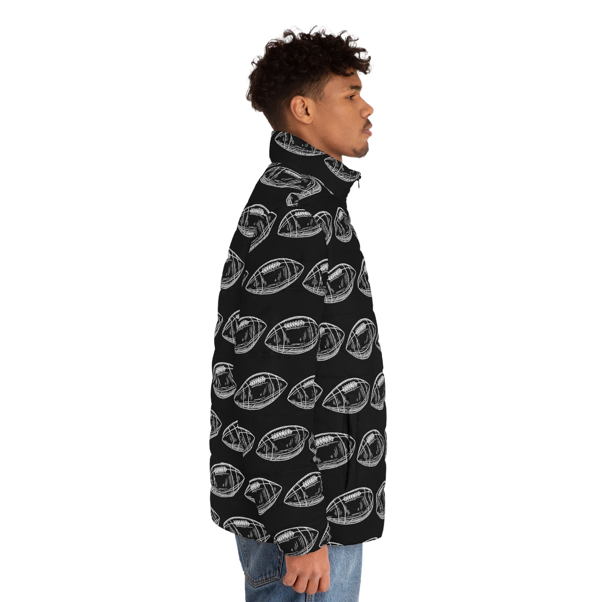 Football Pattern Puffer Jacket (AOP)