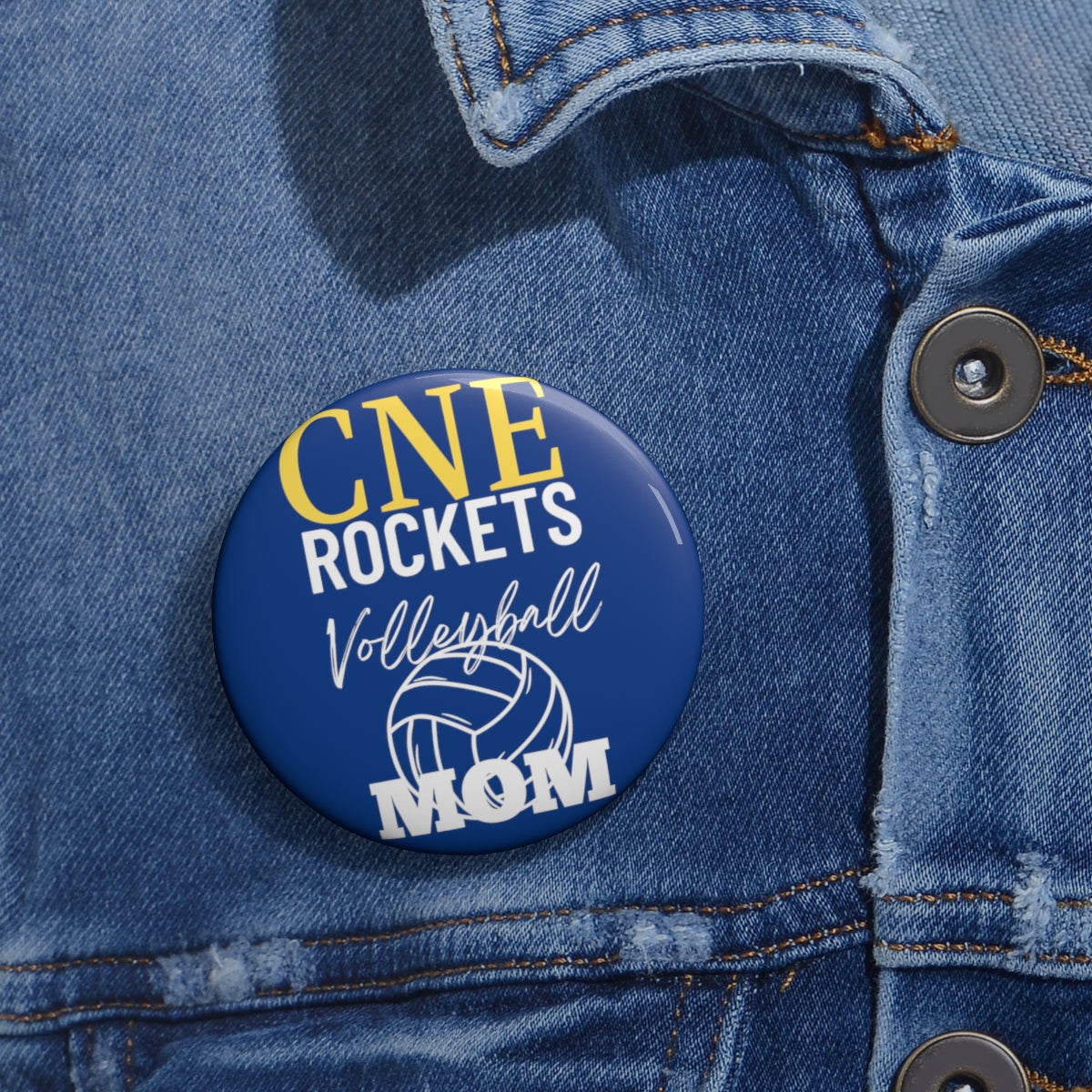 Rockets Volleyball Mom Custom Pin Buttons