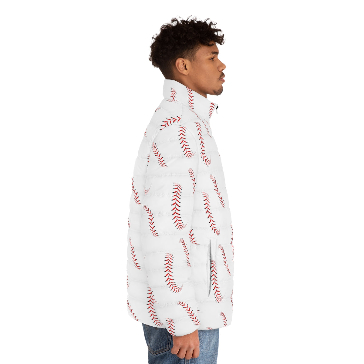 Baseball Pattern Puffer Jacket (AOP)