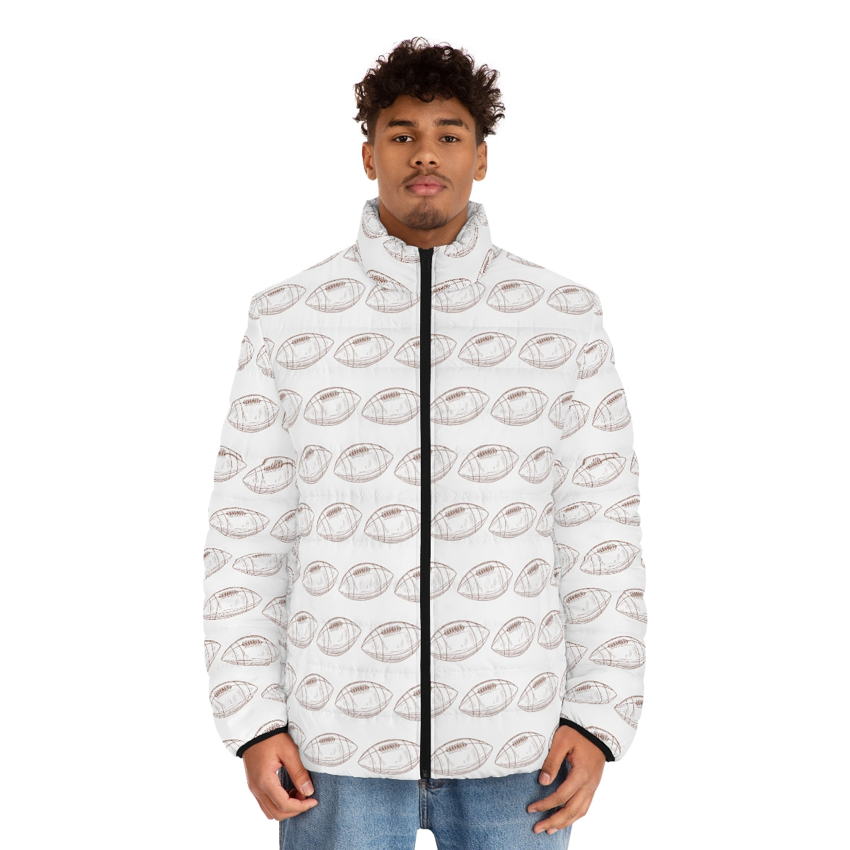 Football Pattern Puffer Jacket (AOP)