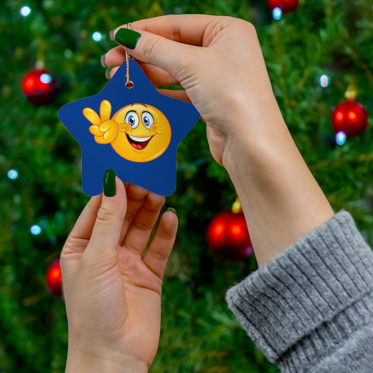 Emoji Ceramic Ornament, 4 Shapes