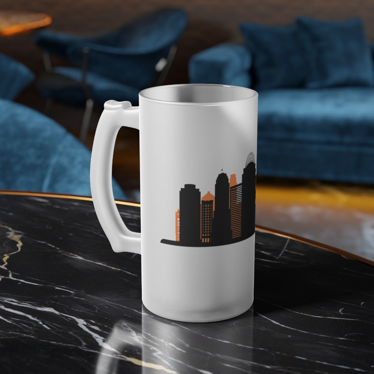 Orange Cincy Frosted Glass Beer Mug