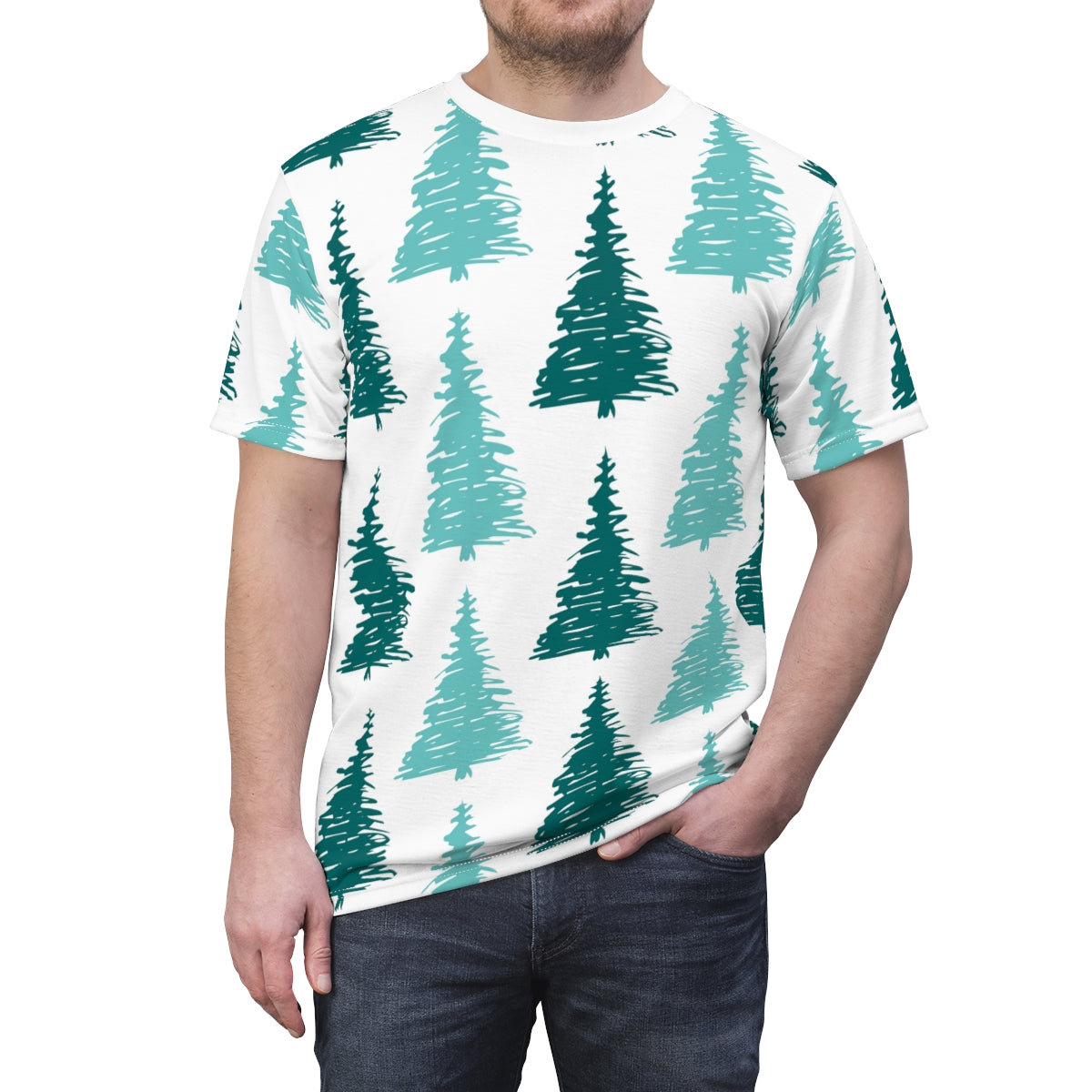 Christmas Tree Forest Unisex AOP Cut & Sew Tee