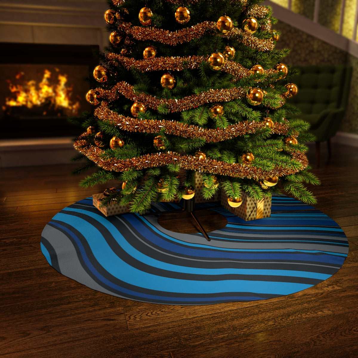 Blue Wave  Round Tree Skirt