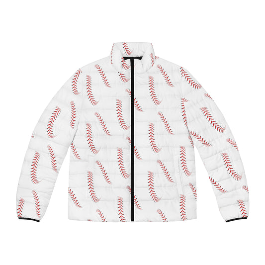 Baseball Pattern Puffer Jacket (AOP)