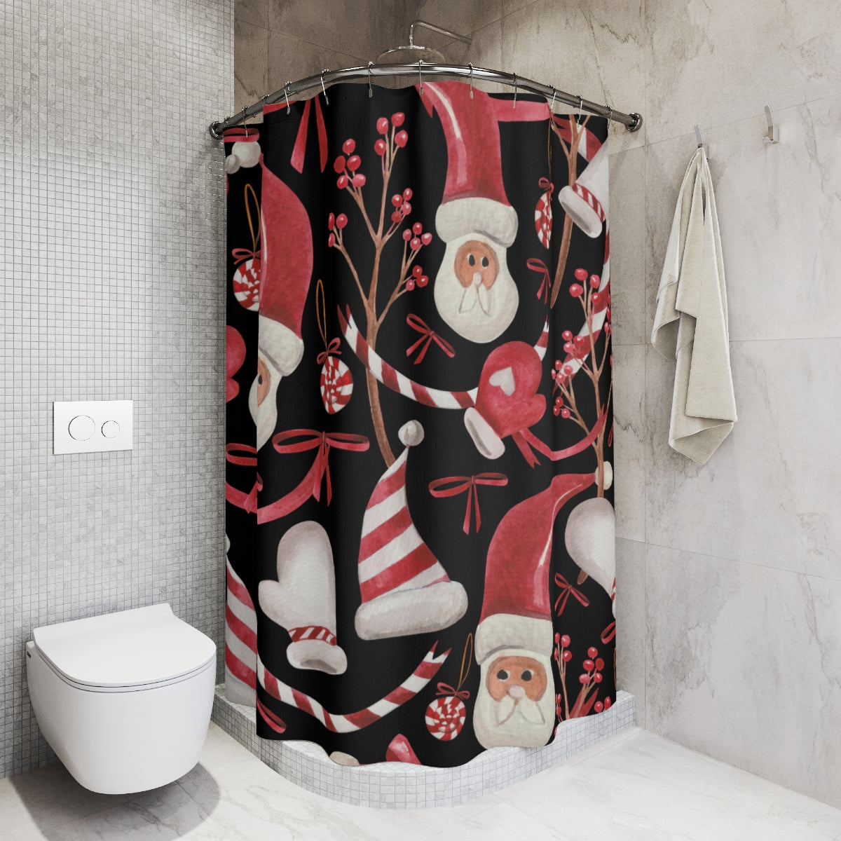 Old Santa  Christmas  Polyester Shower Curtain