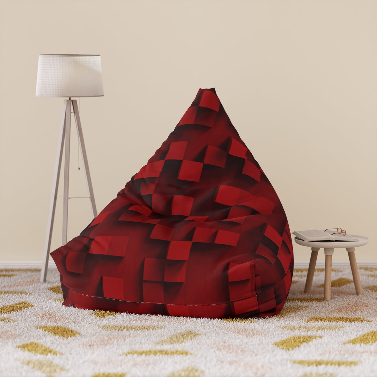 Red Block Bean Bag Chair Cover (Filling Sold Separately)