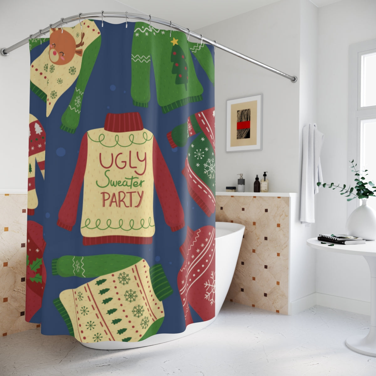 Ugly Christmas Sweater Shower Curtain