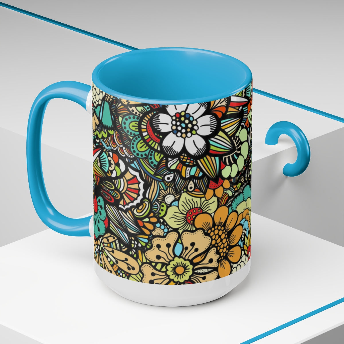 Two-Tone Coffee Mugs, 15oz