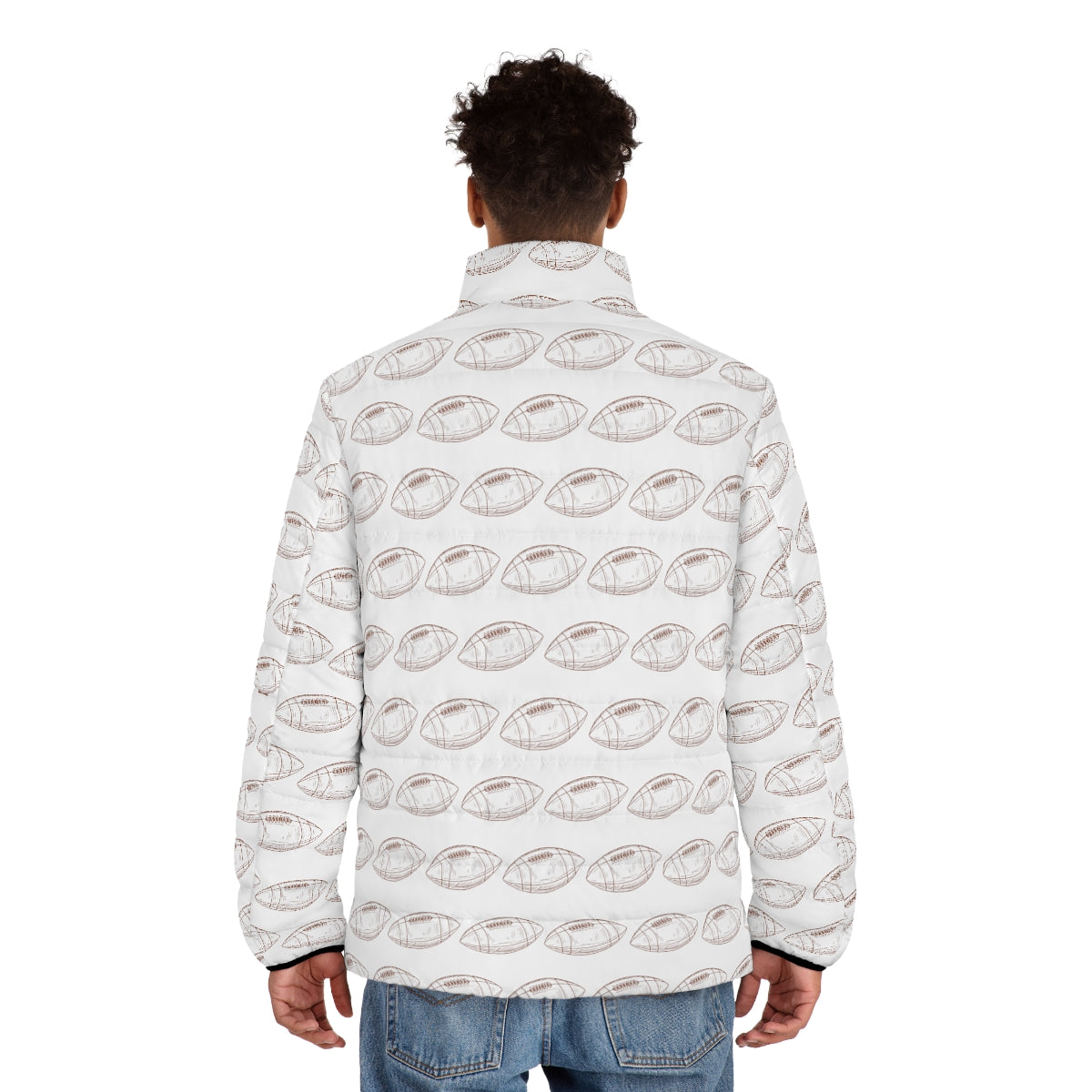 Football Pattern Puffer Jacket (AOP)