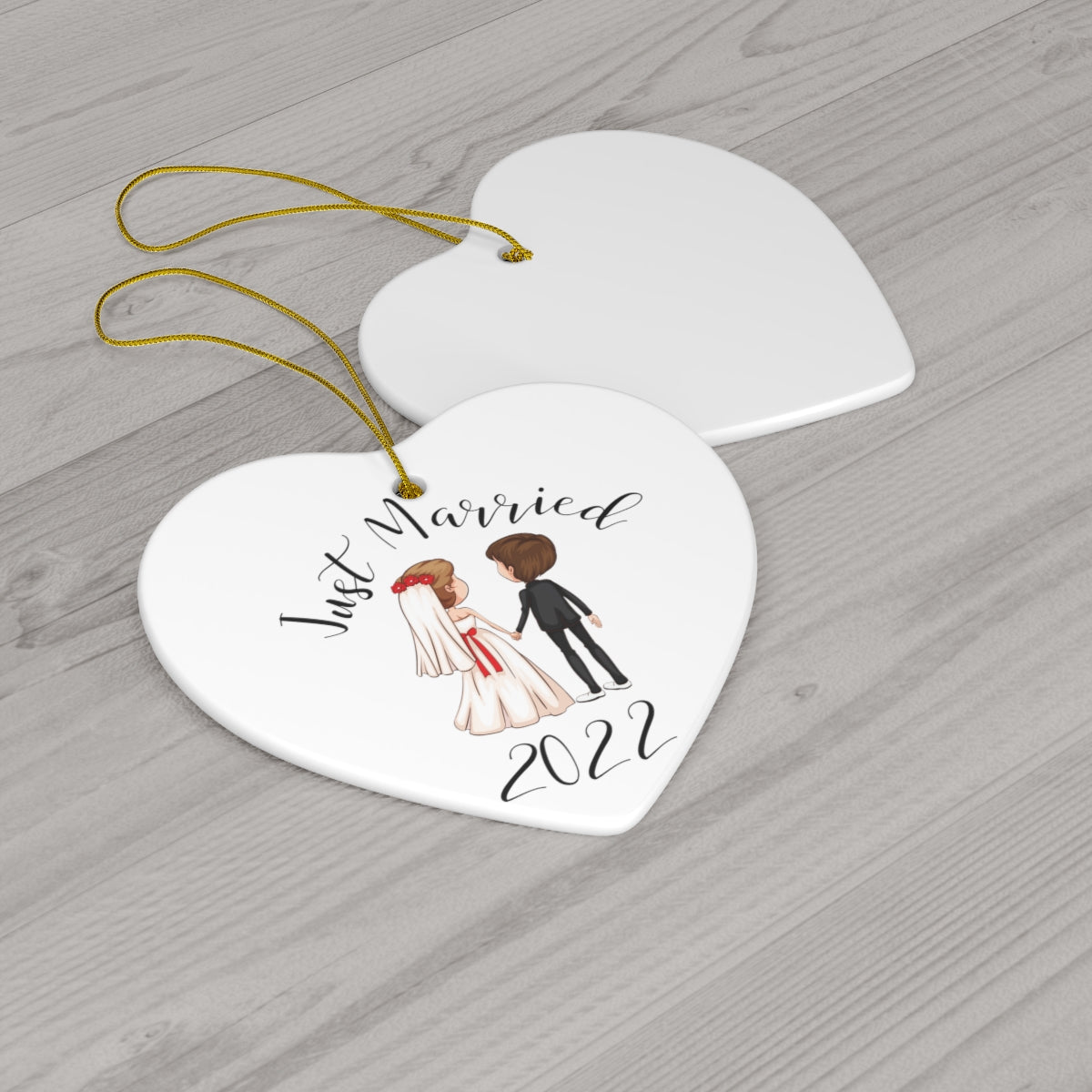 Just Married Ceramic Ornament, 4 Shapes