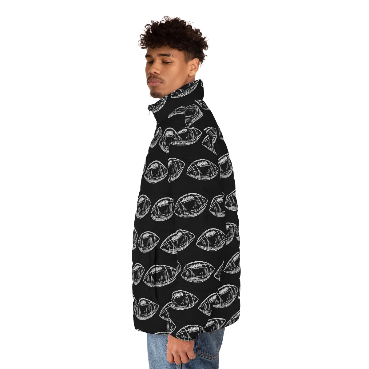 Football Pattern Puffer Jacket (AOP)