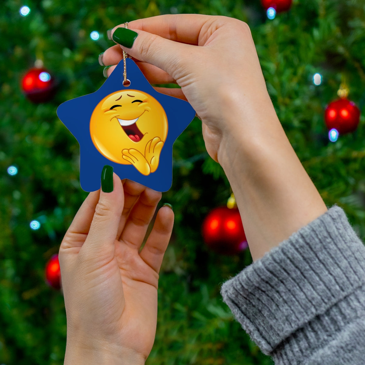 Emoji  Ceramic Ornament, 4 Shapes