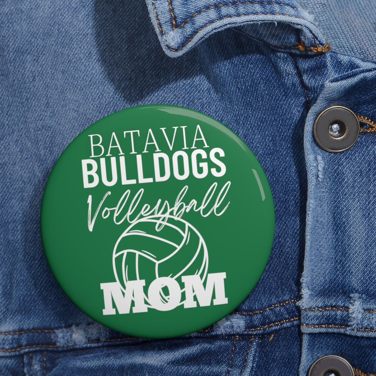 Bulldogs Volleyball Mom Custom Pin Buttons