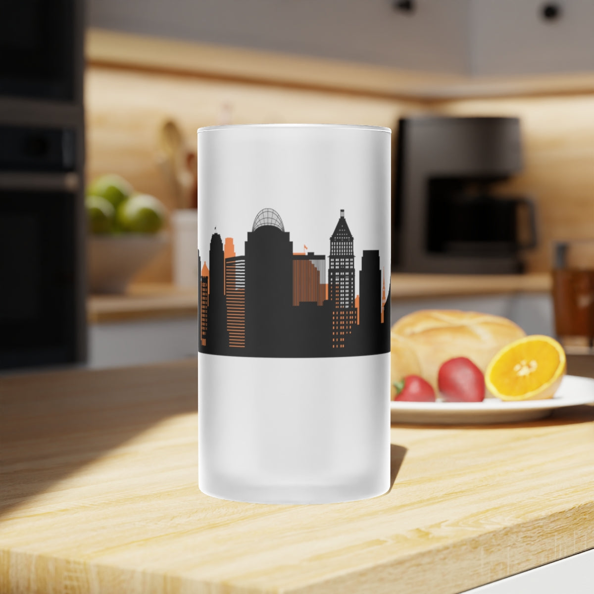 Orange Cincy Frosted Glass Beer Mug