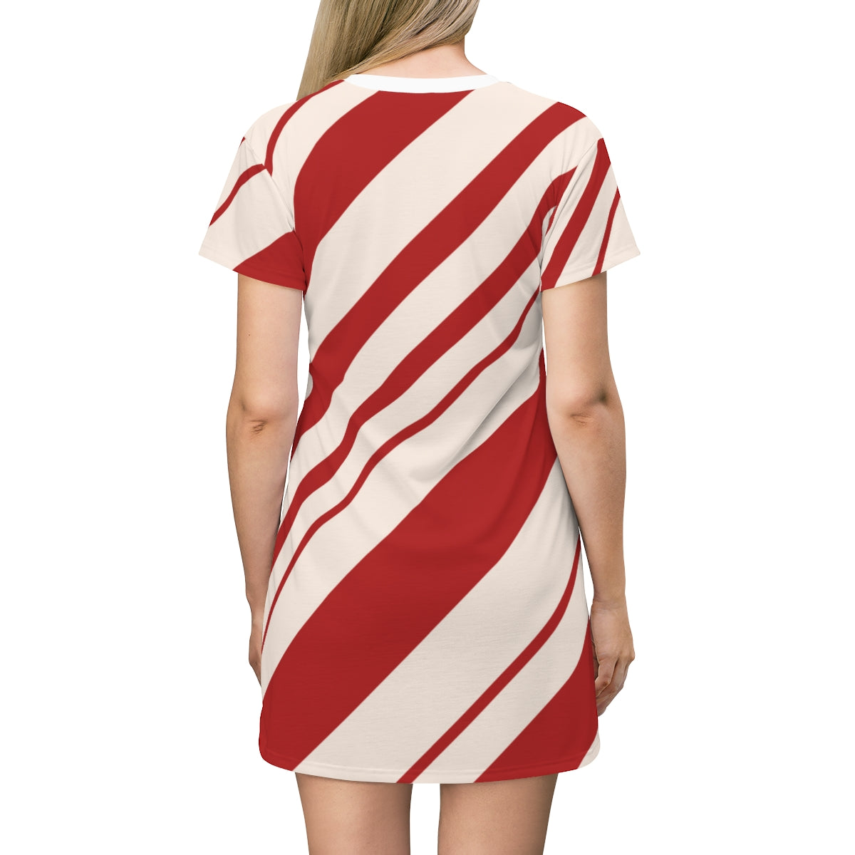 Candy Cane All Over Print T-Shirt Dress