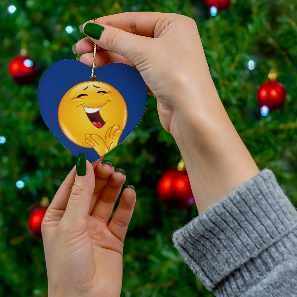 Emoji  Ceramic Ornament, 4 Shapes