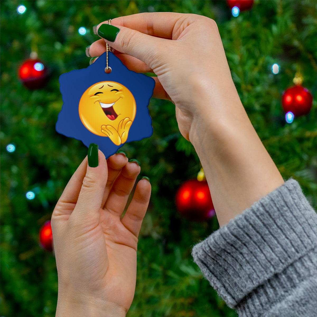 Emoji  Ceramic Ornament, 4 Shapes