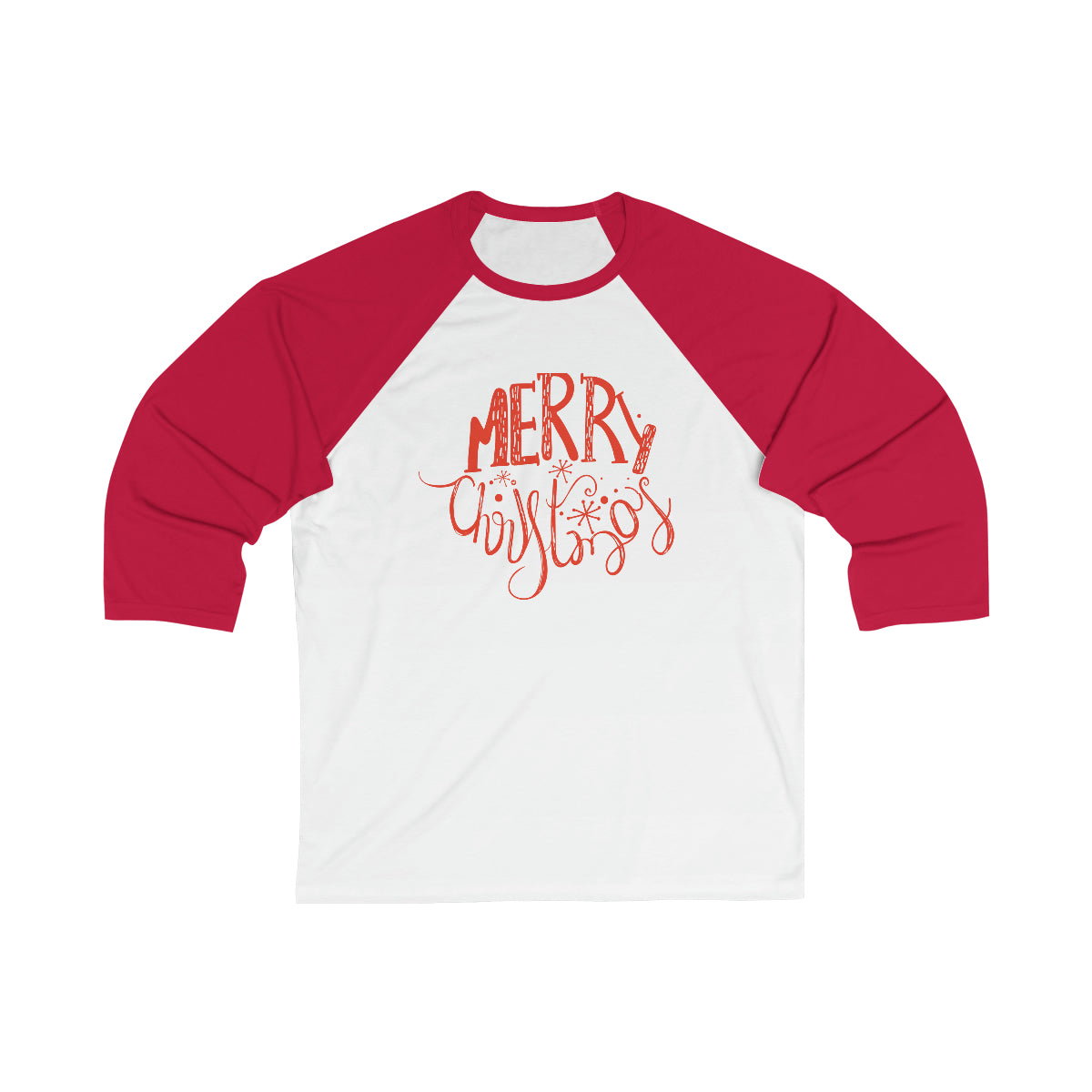 Merry Christmas Unisex 3\4 Sleeve Baseball Tee