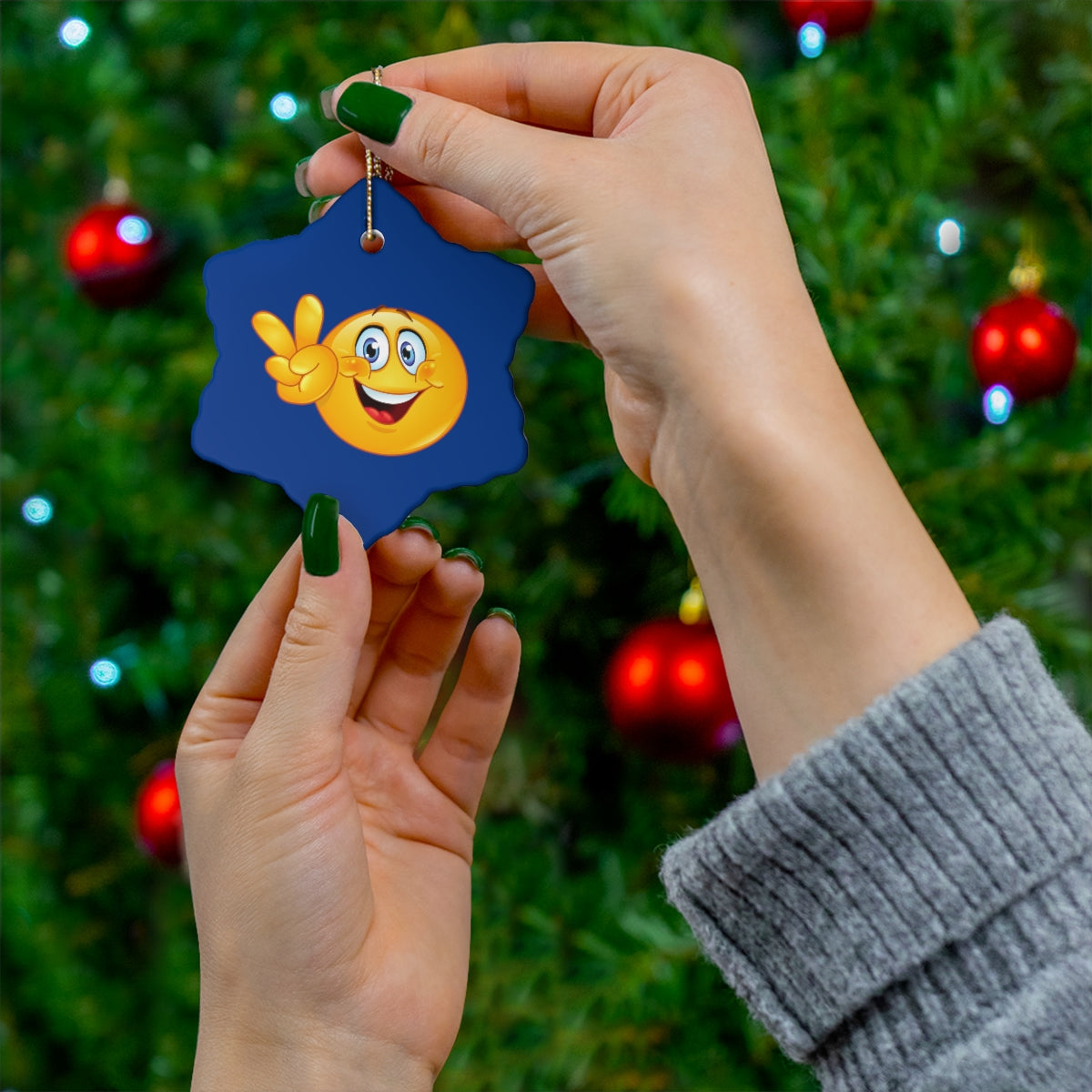 Emoji Ceramic Ornament, 4 Shapes