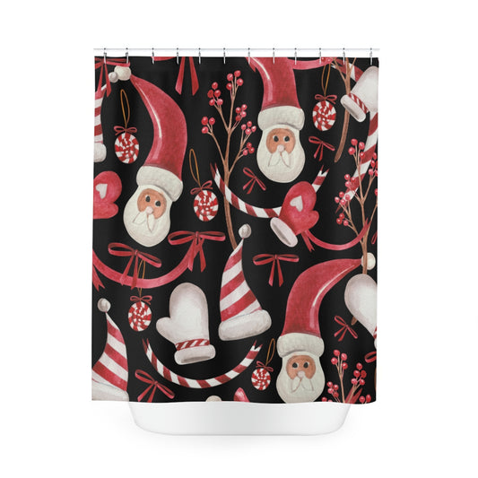 Old Santa  Christmas  Polyester Shower Curtain