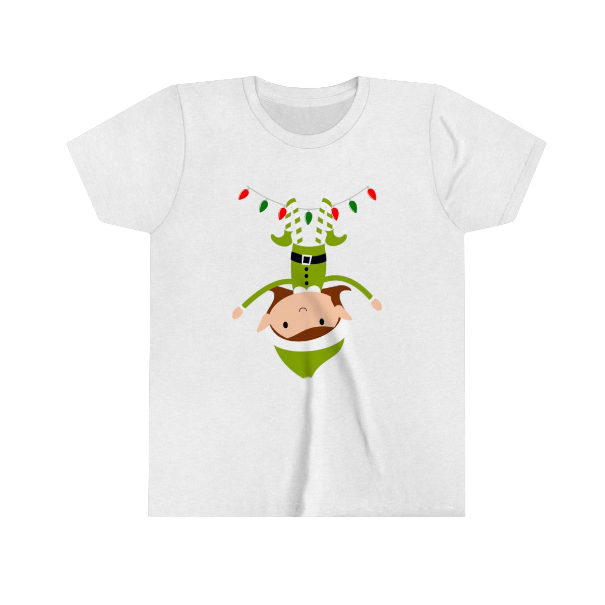 Upside Down Merry Elf Christmas Youth Short Sleeve Tee