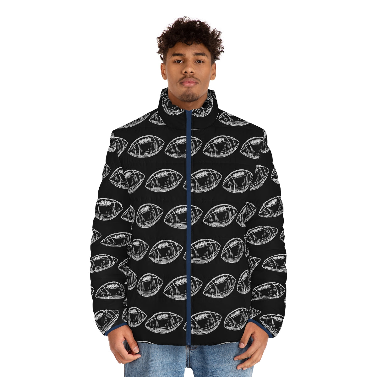 Football Pattern Puffer Jacket (AOP)