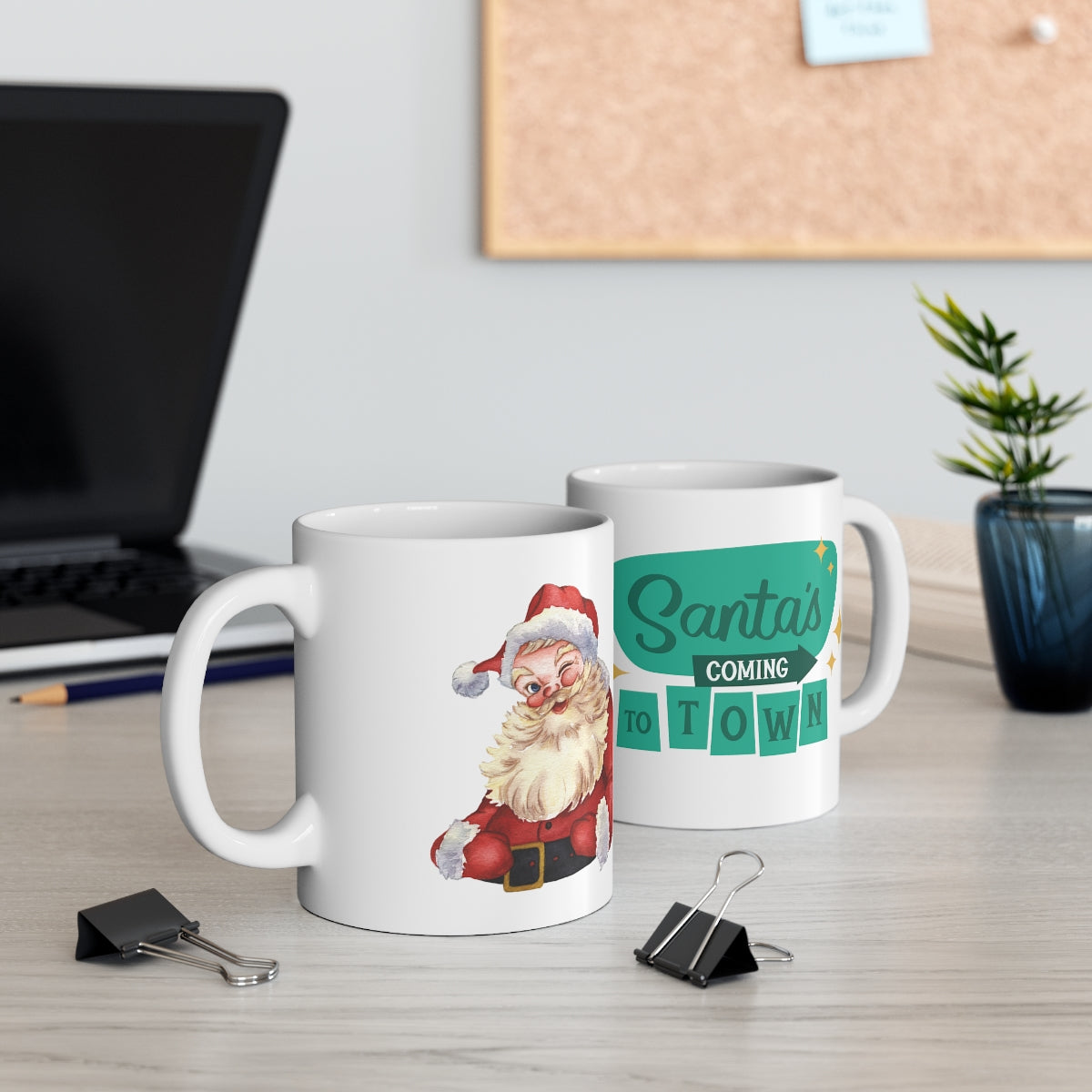 Santa Ceramic Coffee Cups, 11oz, 15oz