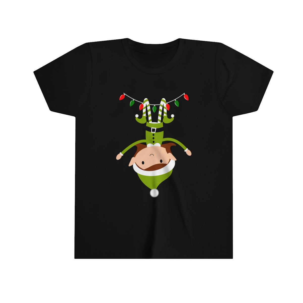 Upside Down Merry Elf Christmas Youth Short Sleeve Tee